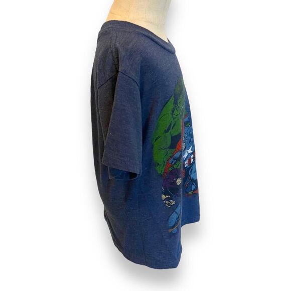 Marvel Boys Tee Sz XS Heather Blue Avengers Comic Book Iron Man Hulk Cap Spider - Picture 3 of 6